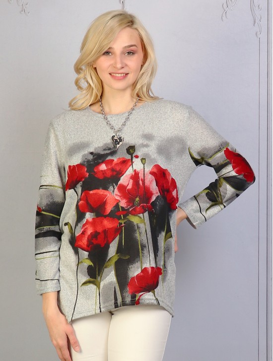 Ladies  Floral Printed Knit Fashion Top 